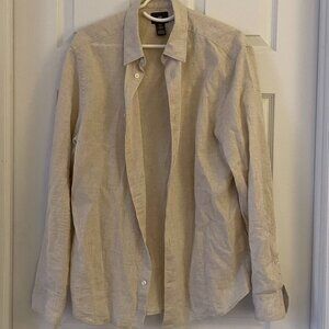 H&M Linen Tan Dress Shirt Size M